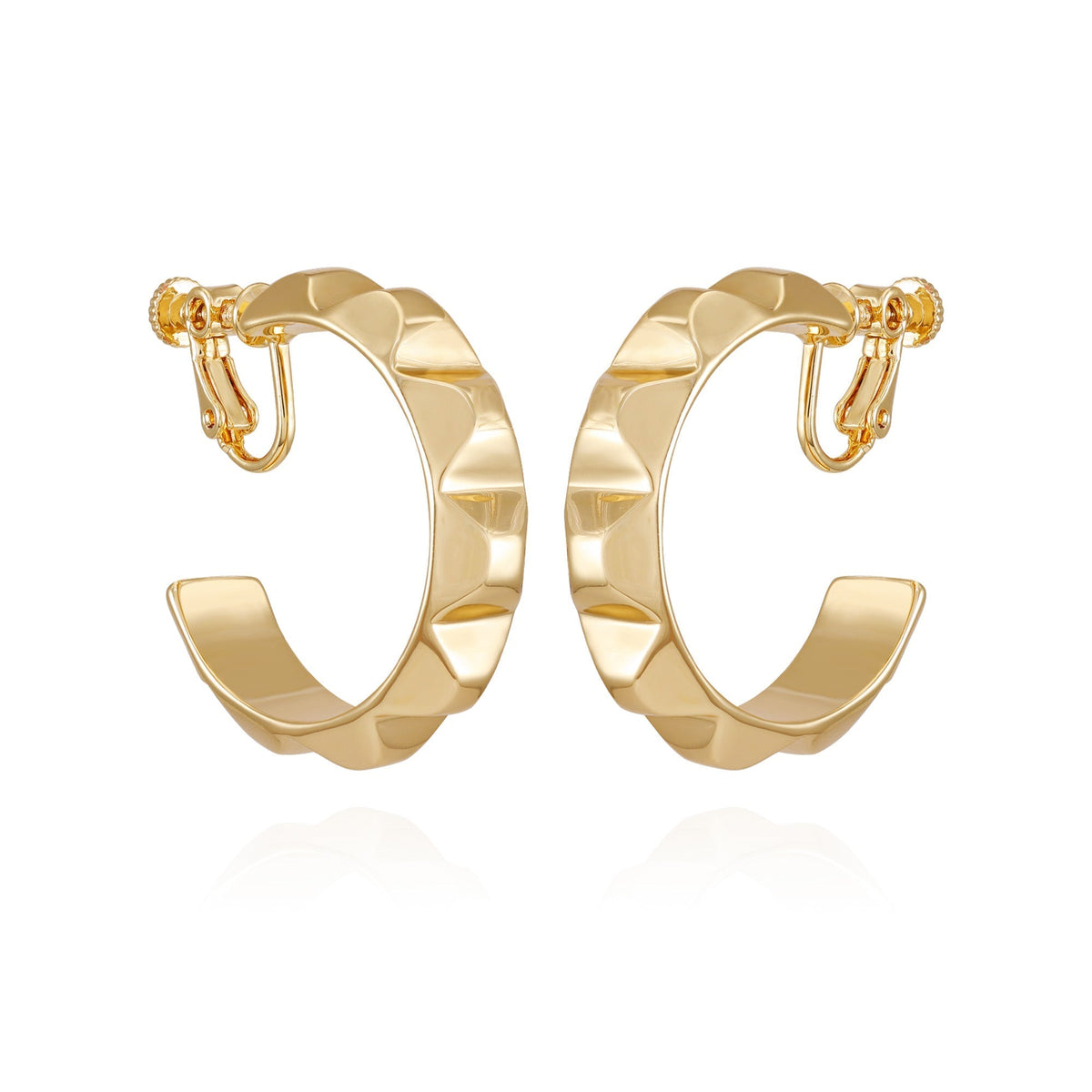 Goldtone Chunky Clip On Hoop Earrings