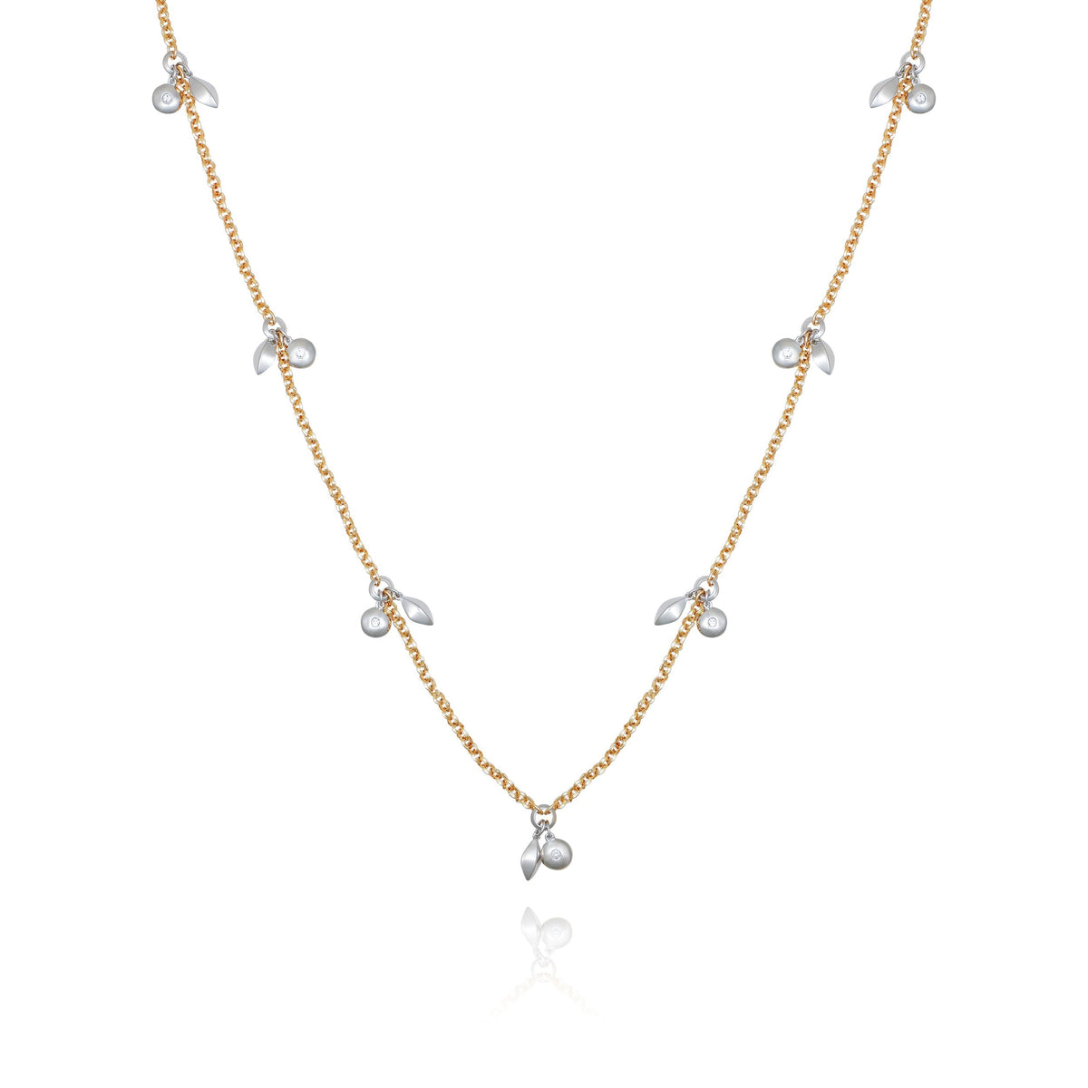 Two Tone Gilded Leaf Long Necklace