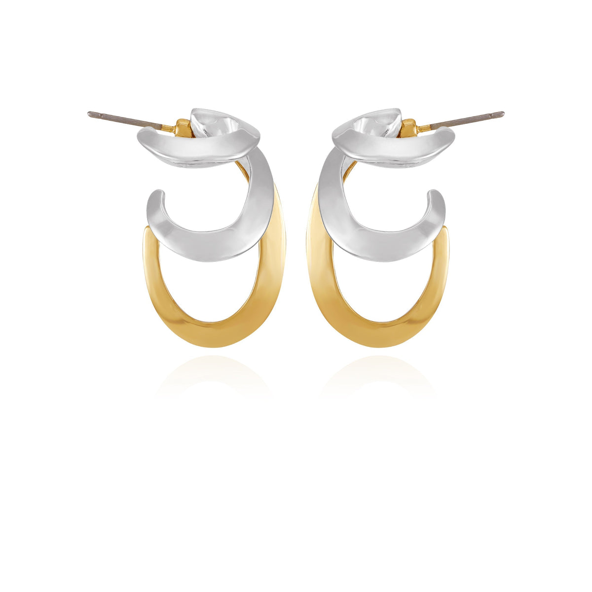 Two Tone Gilded Leaf Hoop Earrings