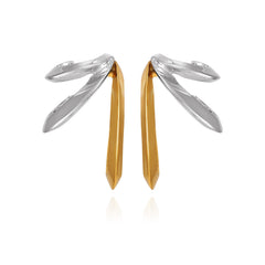 Two Tone Gilded Leaf Hoop Earrings