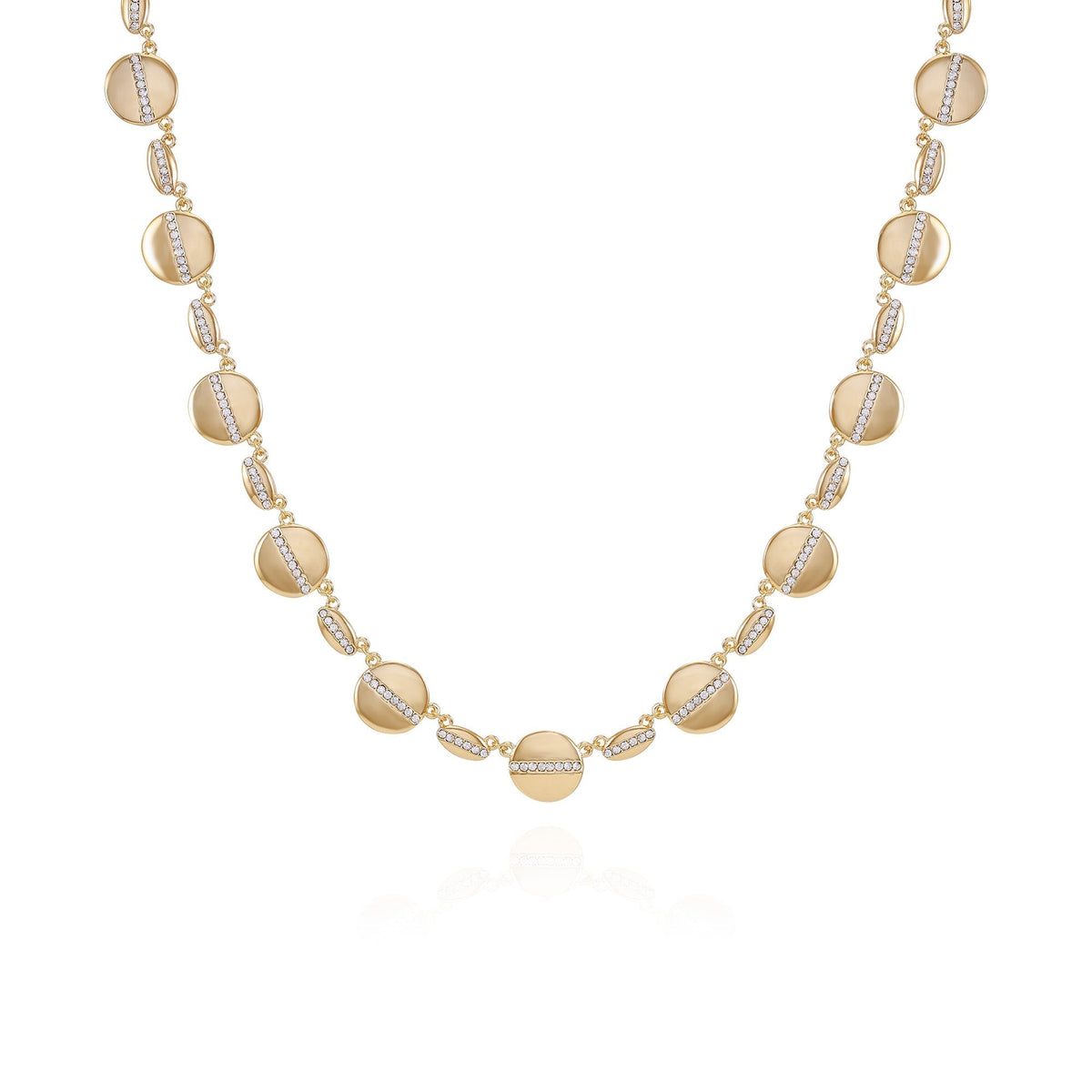 Goldtone Pave Multi-Coin Statement Necklace