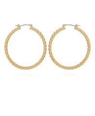 Goldtone Frozen Ball Chain Hoop Earrings