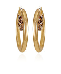 Goldtone Pave Crystal Stone Layered Hoop Earrings