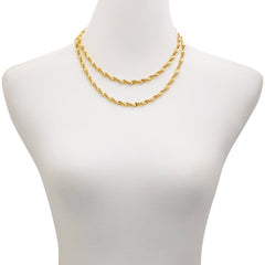 Goldtone Double Layered Harringbone Necklace