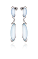 Silvertone & Blue Stone Drop Earrings