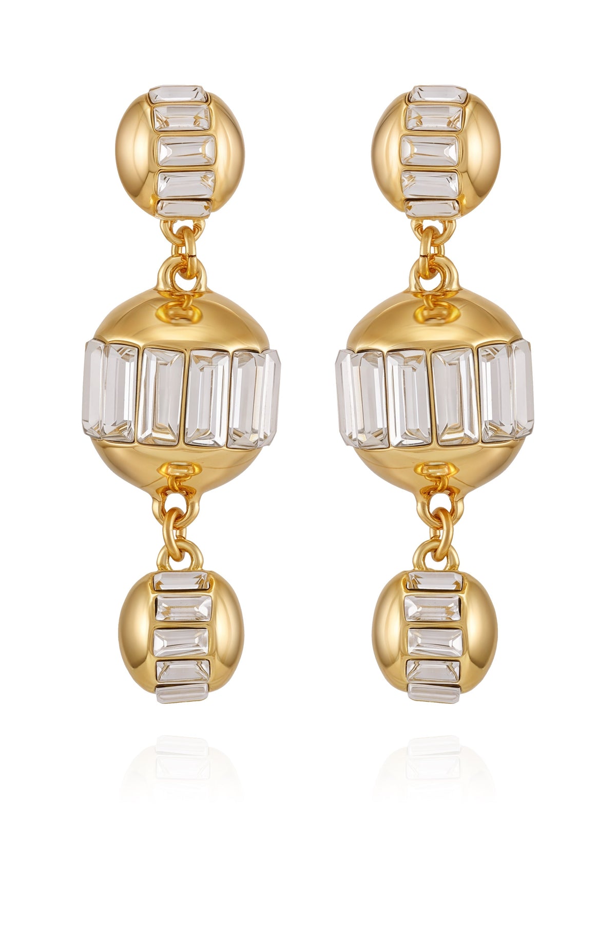 Goldtone Crystal Sphere Drop Earrings
