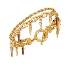 Crystal And Gold Tone Multi Strand Bracelet