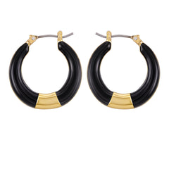 Gold Tone Enamel Hoop Earrings