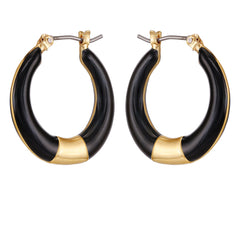 Gold Tone Enamel Hoop Earrings