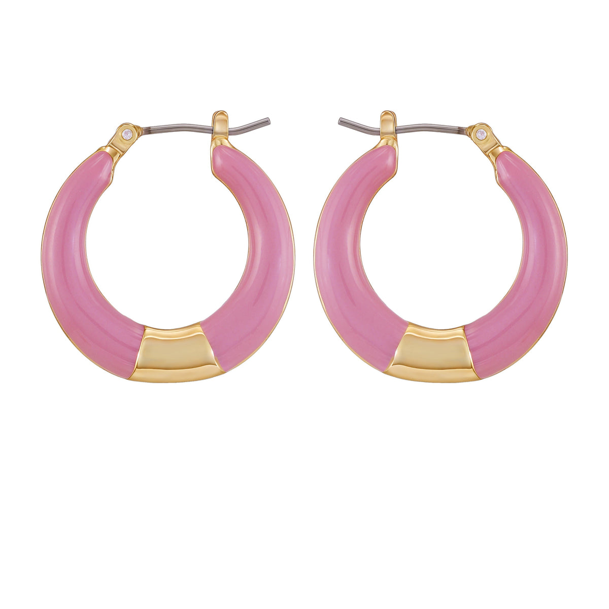 Gold Tone Enamel Hoop Earrings