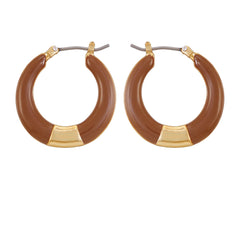 Gold Tone Enamel Hoop Earrings