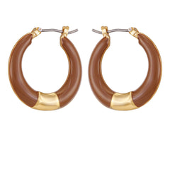 Gold Tone Enamel Hoop Earrings