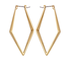 Goldtone Diamond Shaped Hoop Earrings