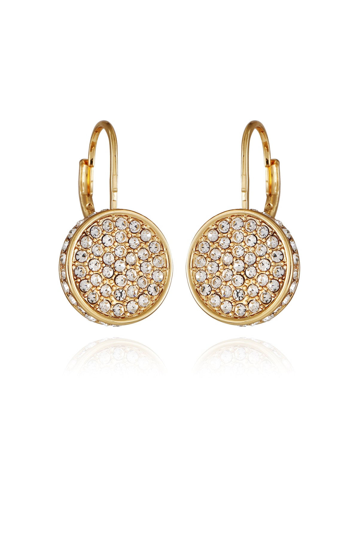 Pave Goldtone Drop Earrings