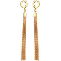 Goldtone Huggie Tassel Hoop Drop Earrings