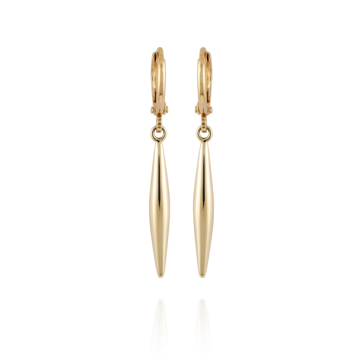 Goldtone Spear Dangle Huggie Hoop Dangle Drop Earrings