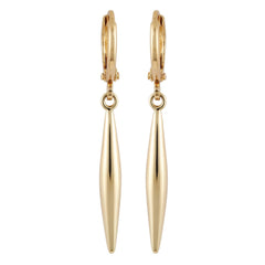 Goldtone Spear Dangle Huggie Hoop Dangle Drop Earrings