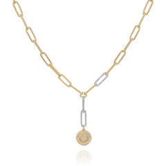 Two Tone Coin Pendant Y Necklace