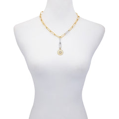 Two Tone Coin Pendant Y Necklace